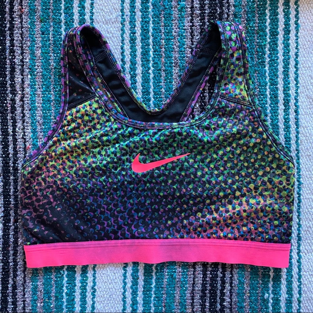 Nike Pink and Black Pattern Sports Bra